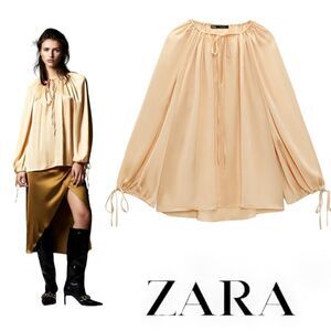 ZARA | Yellow | RUCHED SATIN EFFECT BLOUSE